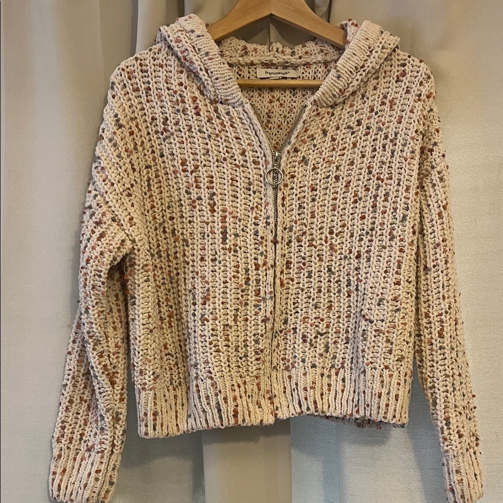 Francesca's Collections Cream Multicolor Knit Cardigan